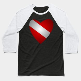 Diving Heart Flag Love Gift Baseball T-Shirt